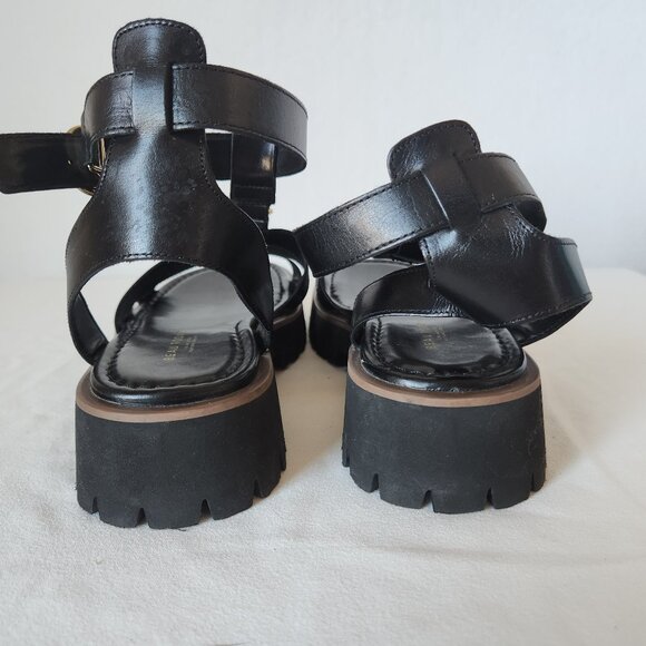 NWoB BEAU TODAY Leather Gladiator Sandals Open Toe Ankle Strap Platform Black - Picture 9 of 16